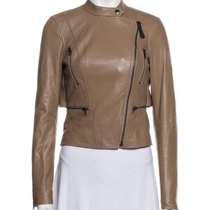 Vintage Beige Monika Chiang butter soft leather moto jacket. SizeL/10